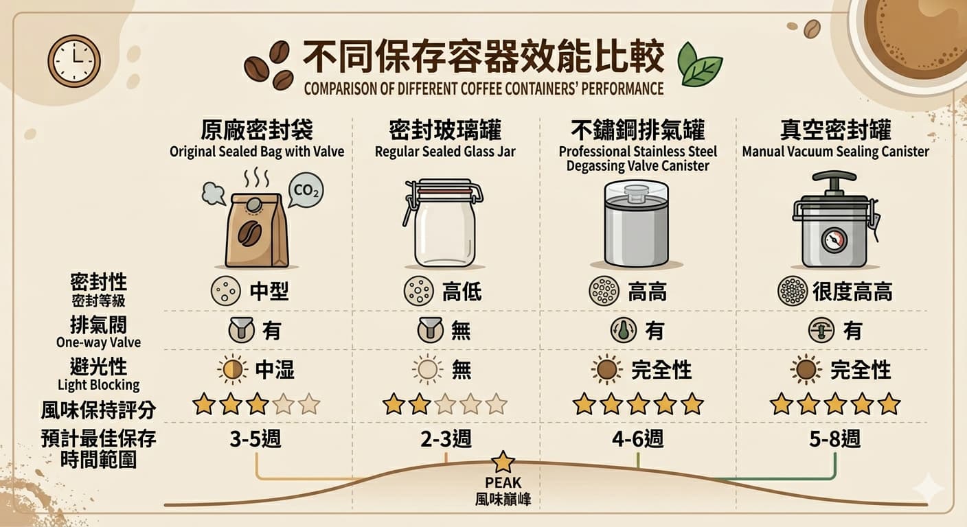 咖啡豆保存容器效能比較